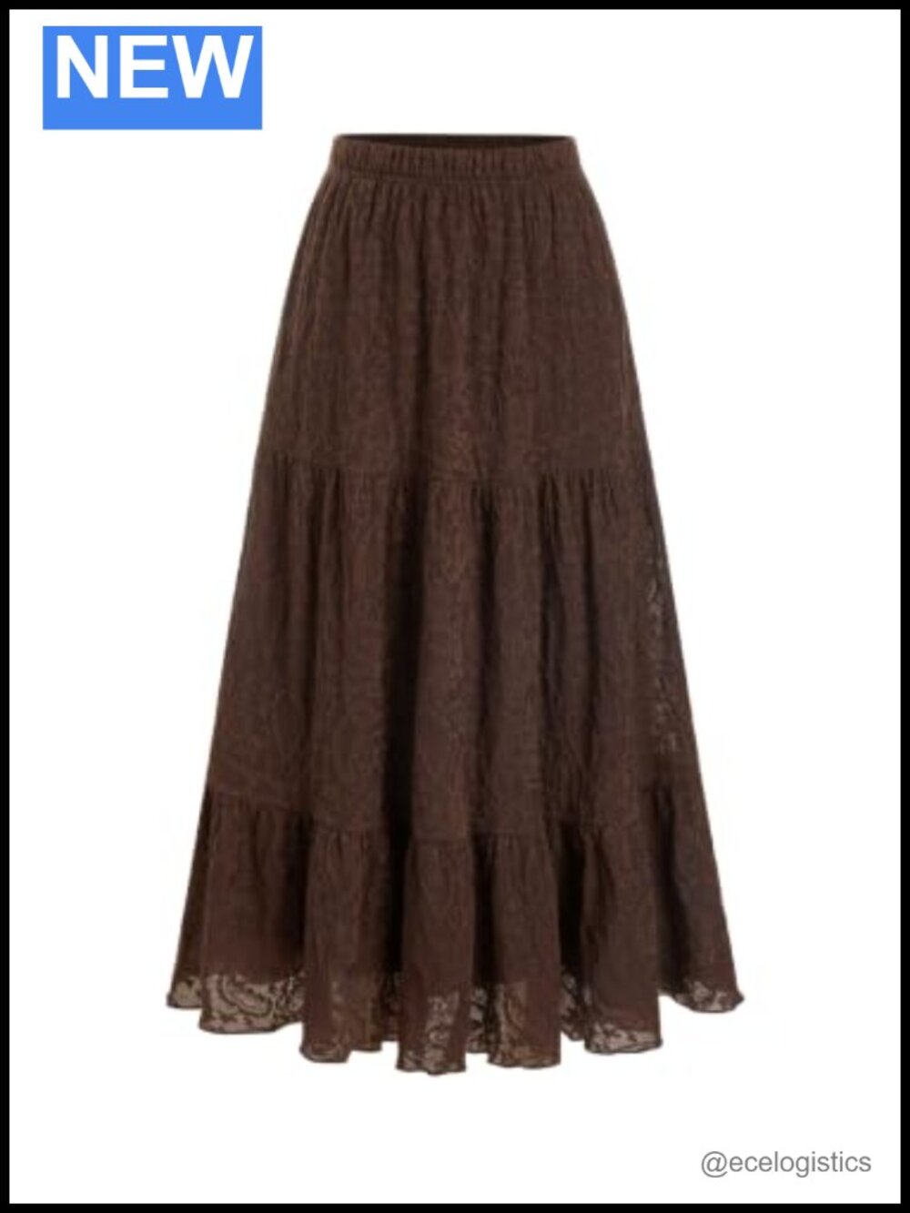 Women's Floral Lace Tiered Maxi Skirt A-Line Boho with Pockets